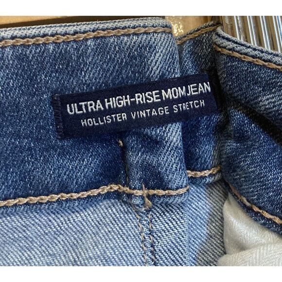 Hollister Womens Ultra High Rise Denim Tie Belt Mom Jeans size 3R - Picture 5 of 5